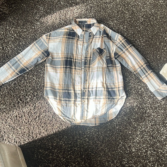Plaid button down. Over sized fit size xsmall. Barely worn. Great quality - Picture 1 of 3